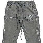 HUDSON- STUDDED FLEECE FLARE JOGGER GREY