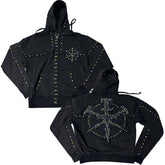 HUDSON- STUDDED FLEECE OVERSIZED HOODY BLACK