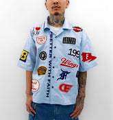 FAITH & FIGURES- Motor City Carolina Blue Bowling Shirt