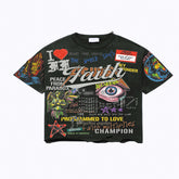 FAITH & FIGURES- YearBook Vintage Black Tee