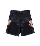 UNDEVELOPED - AZUL SPLIT PAINTERS SHORTS - BLACK
