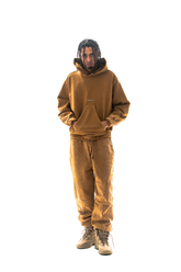 UNKNOWN- Garment-dyed heavyweight jogger - Brown