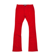 V DENIM - Embellished FLARED Denim RED