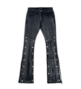 V DENIM - FLARE FIT DENIM W/ DETACHABLE BUTTONS + SIDE ZIPPERS - VINTAGE BLACK