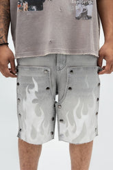 PAPER MONEY - DUAL FLAMES SHORTS GREY