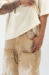 PAPER MONEY - DUAL FLAMES SHORTS TAN