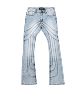 V DENIM - EMROIDERED FLARE DENIM W/ SMALL RHINESTONES
