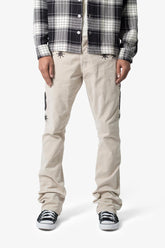 MNML - B374 Studded Flare Denim - White