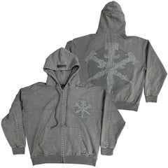 HUDSON- STUDDED FLEECE OVERSIZED HOODY GREY