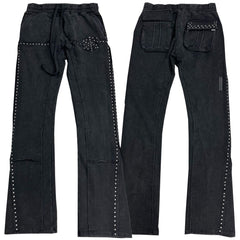 HUDSON- STUDDED FLEECE FLARE JOGGER BLACK