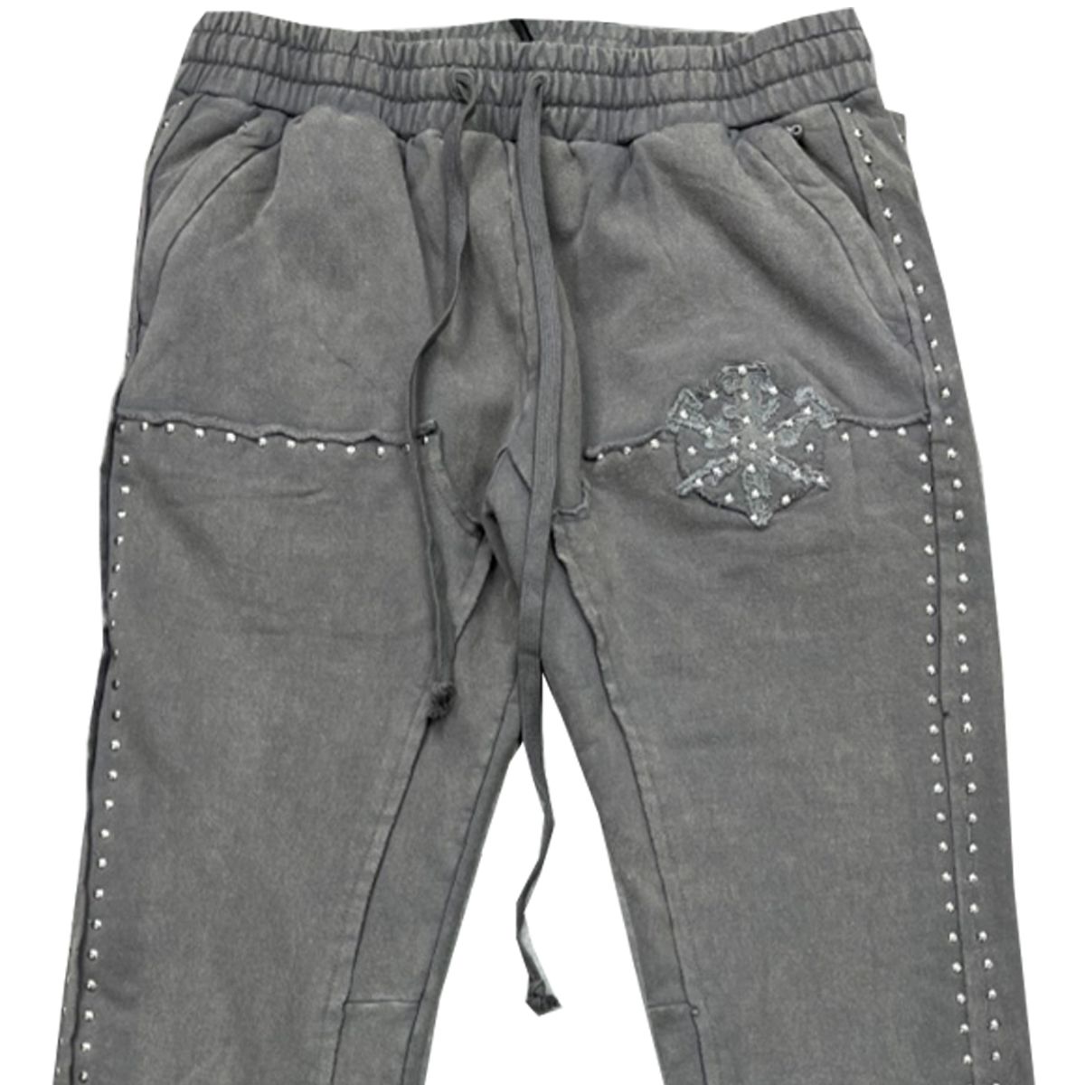 HUDSON- STUDDED FLEECE FLARE JOGGER GREY