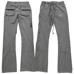 HUDSON- STUDDED FLEECE FLARE JOGGER GREY