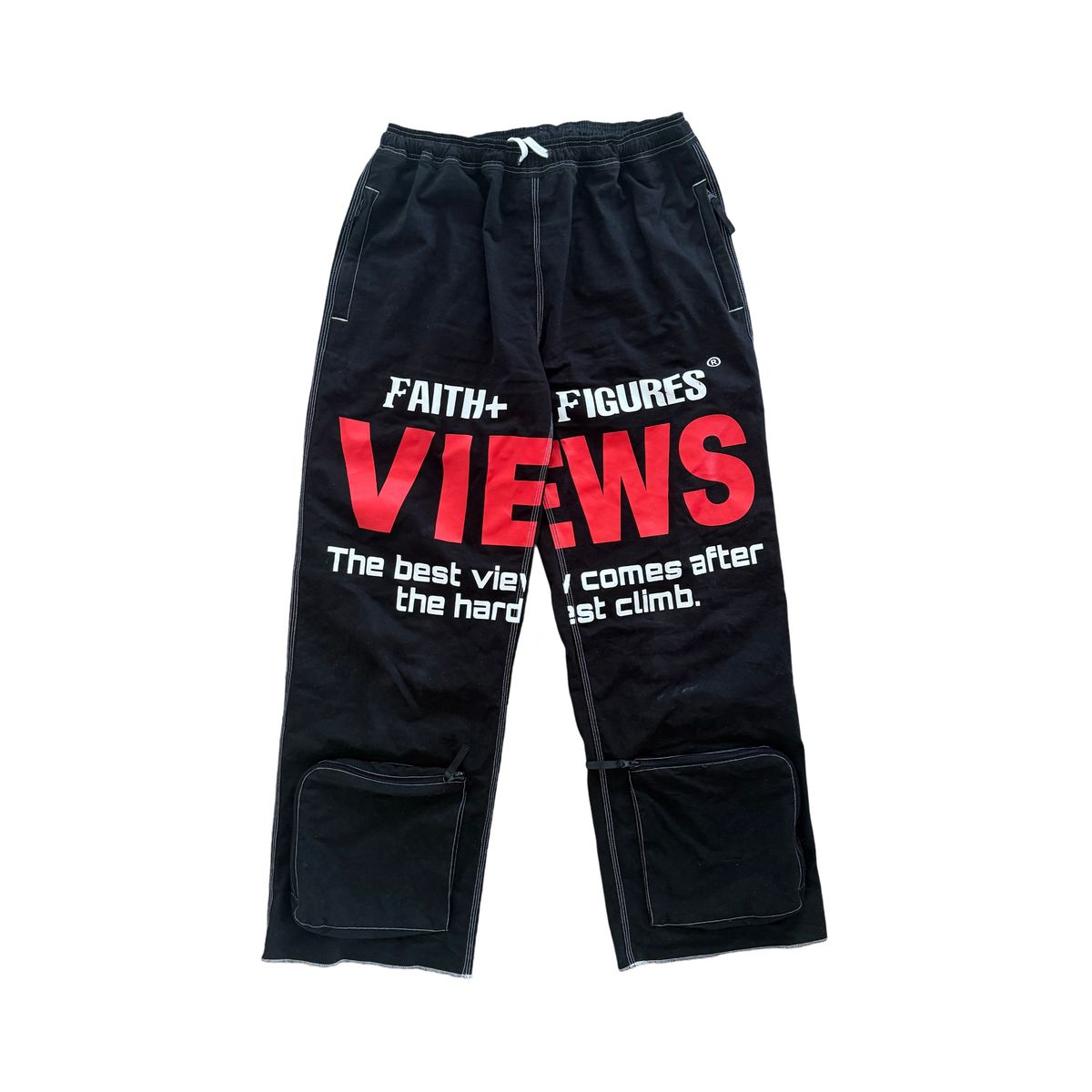 FAITH & FIGURES- Views Oversized Cargo Black Pants