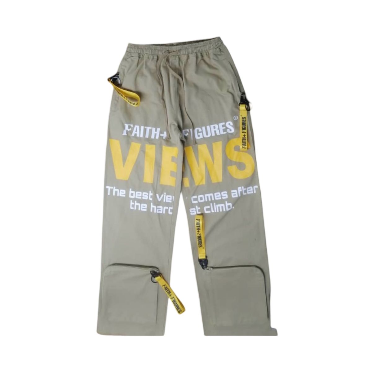 FAITH & FIGURES- Views Oversized Cargo Khaki Pants