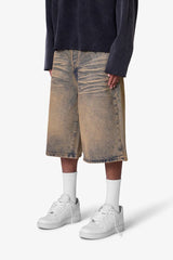 MNML - Baggy Dust Stone Denim Shorts - Vintage Blue