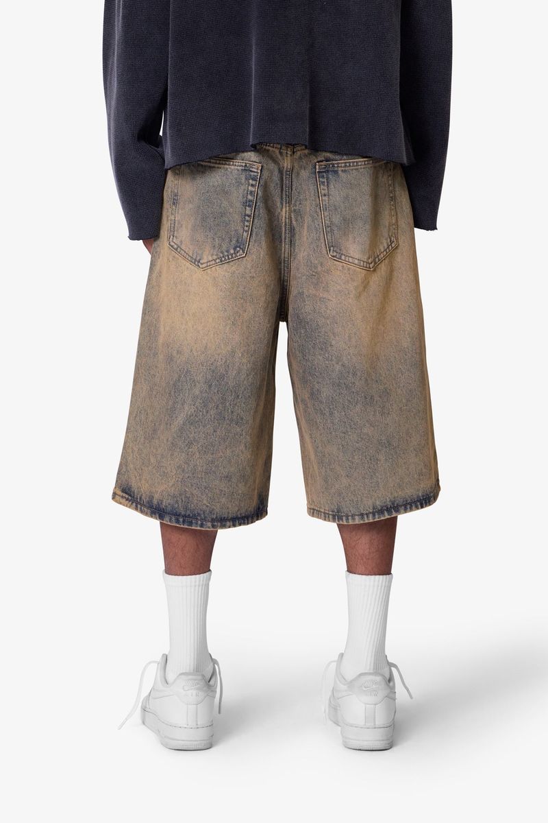 MNML - Baggy Dust Stone Denim Shorts - Vintage Blue
