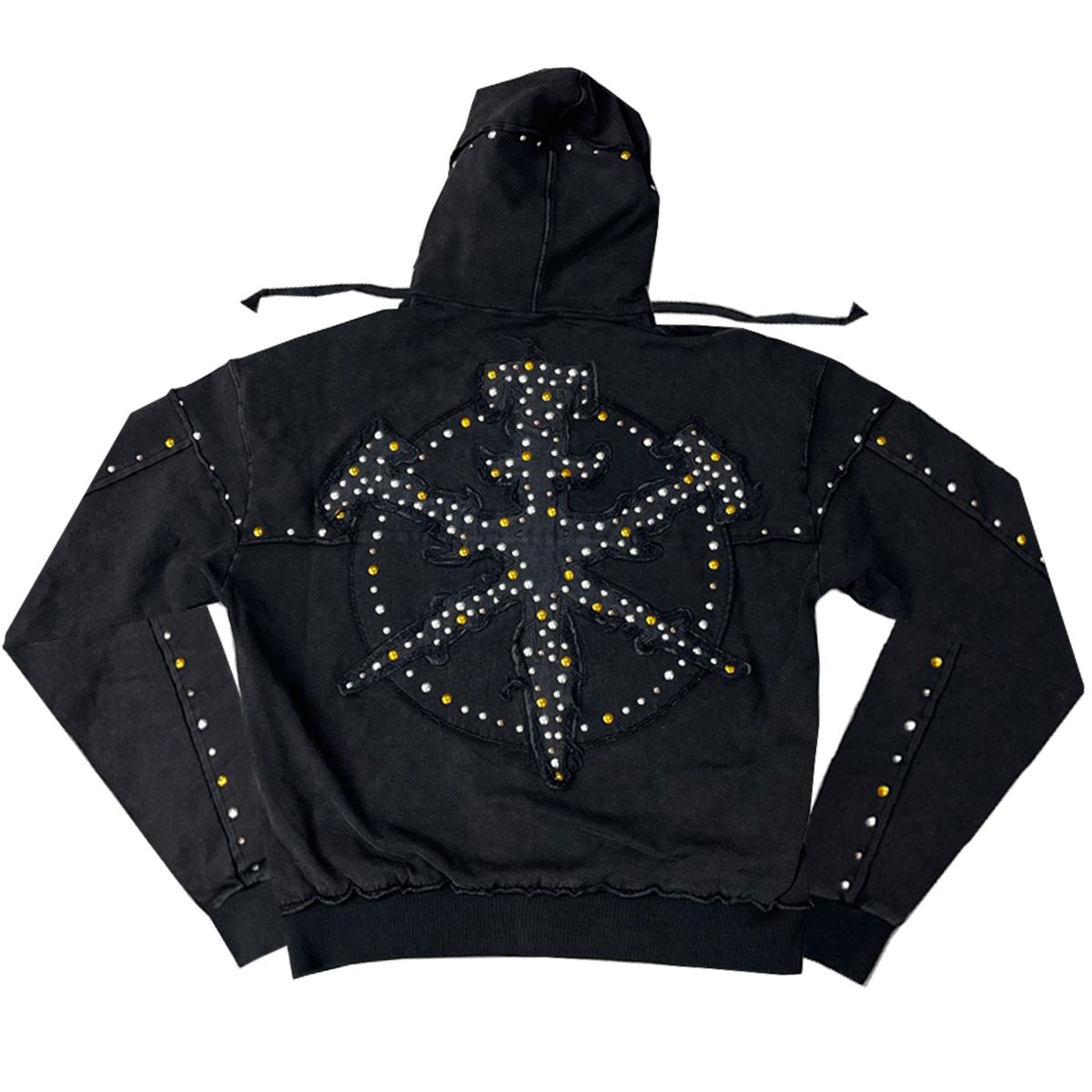 HUDSON- STUDDED FLEECE OVERSIZED HOODY BLACK
