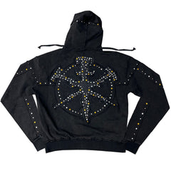 HUDSON- STUDDED FLEECE OVERSIZED HOODY BLACK