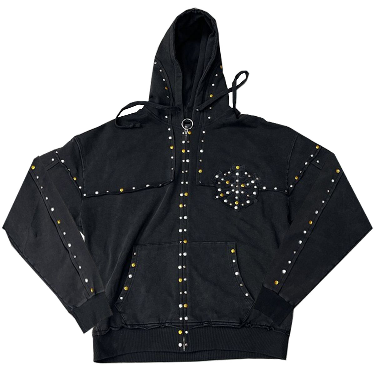 HUDSON- STUDDED FLEECE OVERSIZED HOODY BLACK
