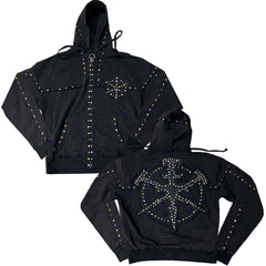 HUDSON- STUDDED FLEECE OVERSIZED HOODY BLACK