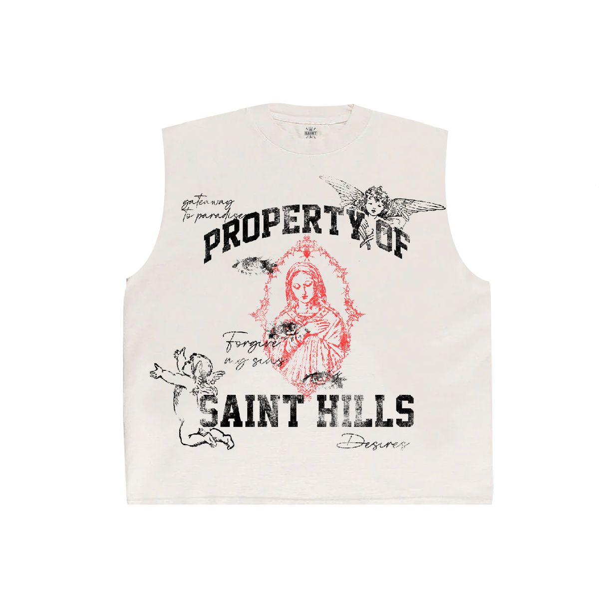 SAINT HILLS - GALLERIA 2.0 CUT SLEEVE T-SHIRT VINTAGE WHITE
