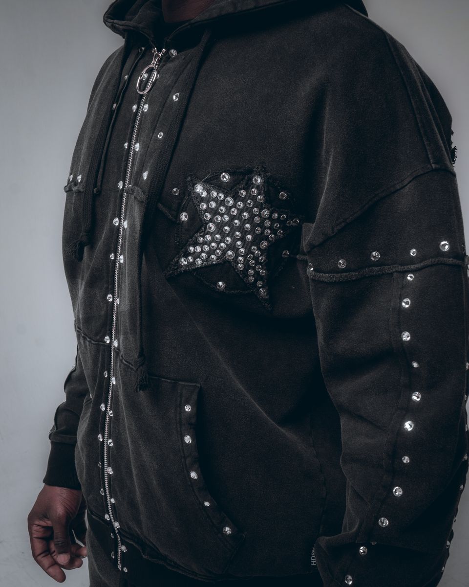 HUDSON- STAR STAR FLEECE OVERSIZED HOODY BLACK