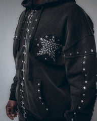 HUDSON- STAR STAR FLEECE OVERSIZED HOODY BLACK