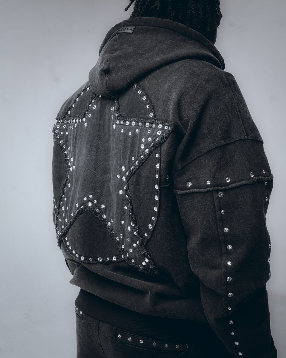 HUDSON- STAR STAR FLEECE OVERSIZED HOODY BLACK