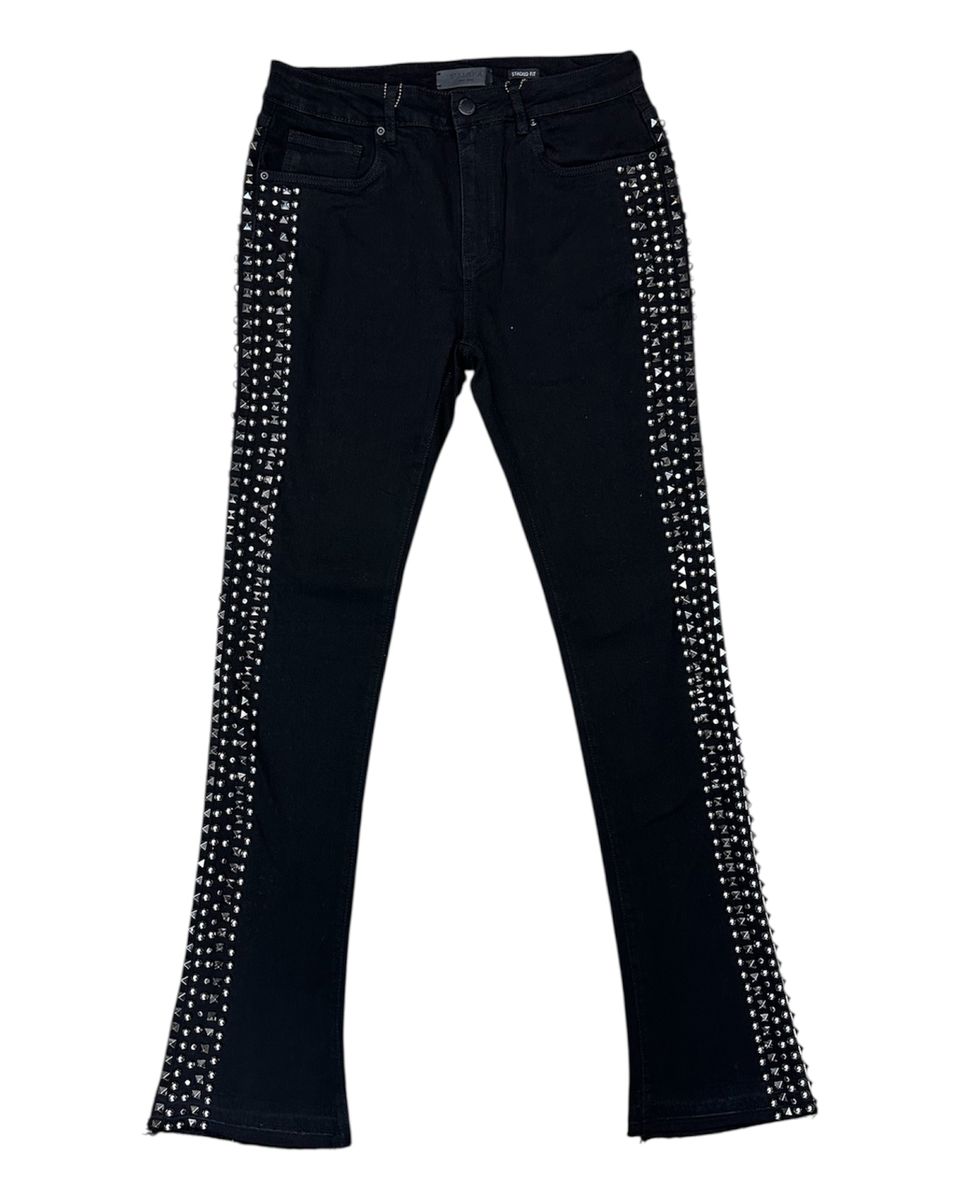 WAIMEA- Stacked Denim JET BLACK Stones