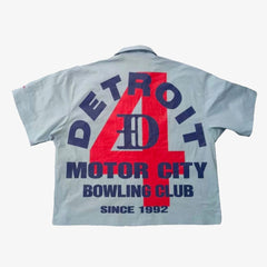 FAITH & FIGURES- Motor City Carolina Blue Bowling Shirt