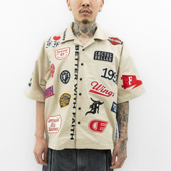 FAITH & FIGURES- Way Too Many Patches Khaki Shirt