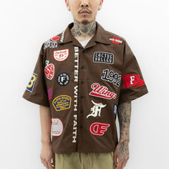 FAITH & FIGURES- Way Too Many Patches Chocolate Shirt