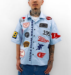 FAITH & FIGURES- Motor City Carolina Blue Bowling Shirt