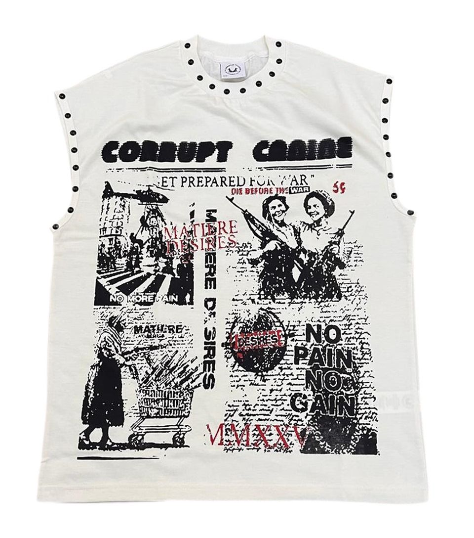 CORRUPT-K9 CANINE SLEEVLESS  WHITE TEE