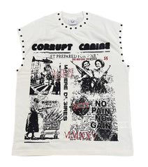CORRUPT-K9 CANINE SLEEVLESS  WHITE TEE