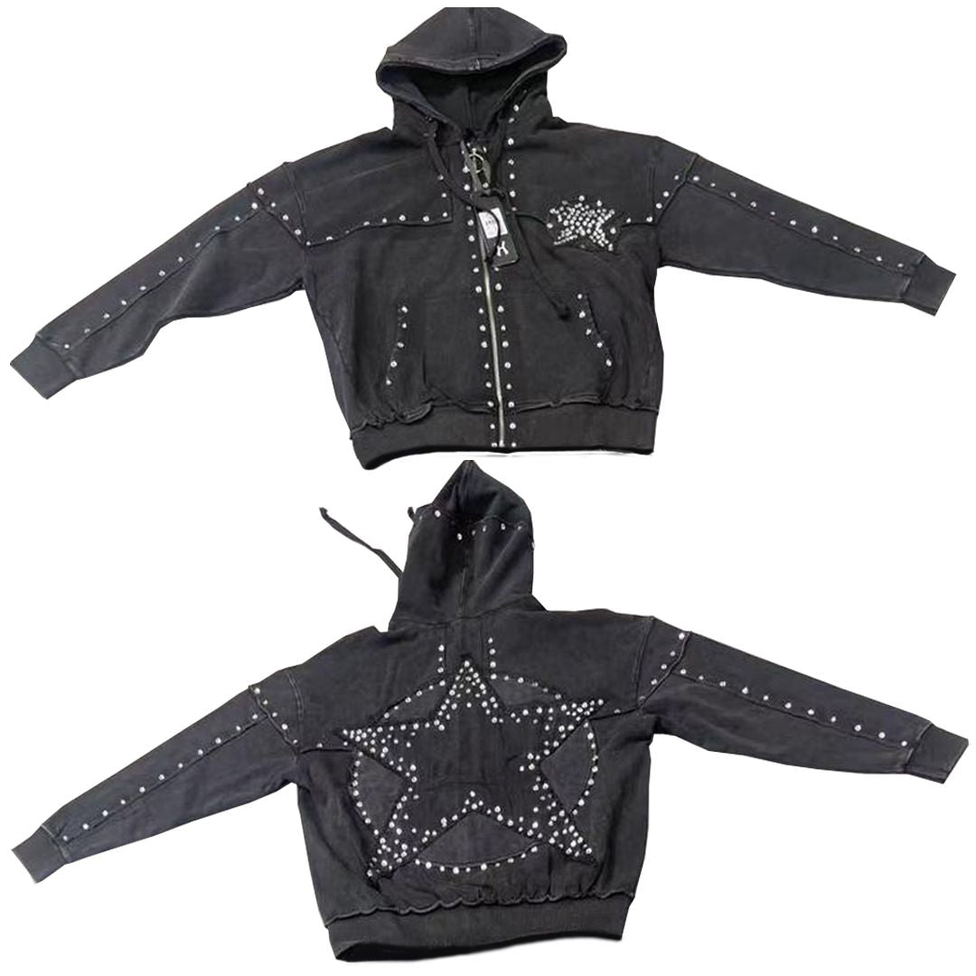 HUDSON- STAR STAR FLEECE OVERSIZED HOODY BLACK