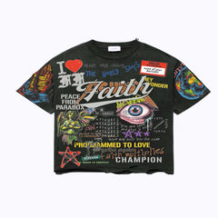 FAITH & FIGURES- YearBook Vintage Black Tee