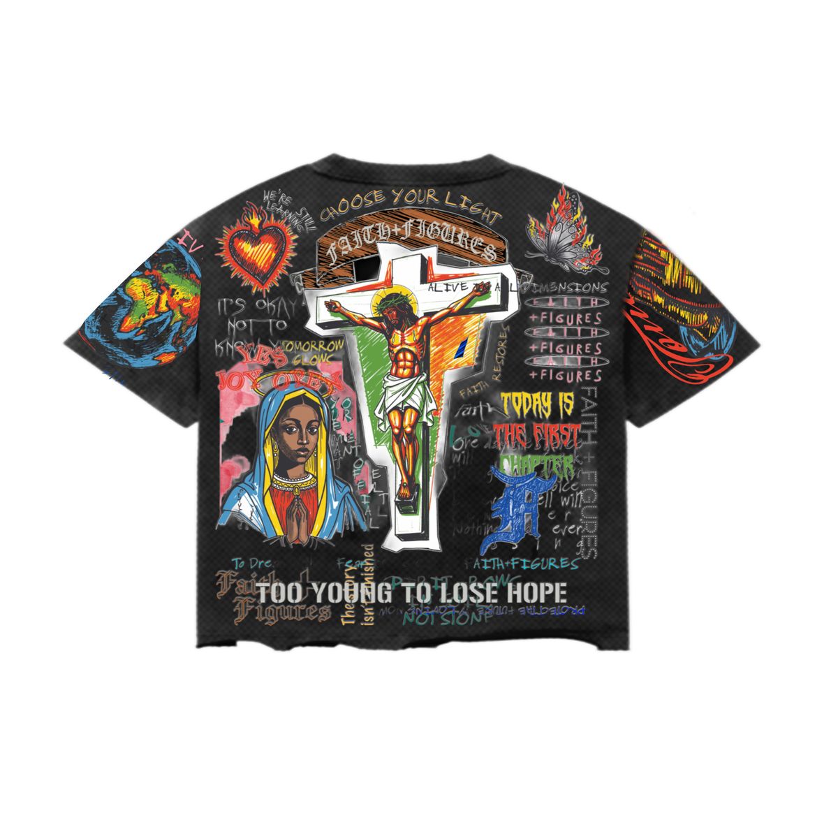 FAITH & FIGURES- YearBook Vintage Black Tee