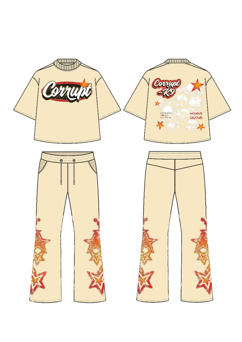 CORRUPT-K9 NO GLORY STACK BEIGE JOGGERS