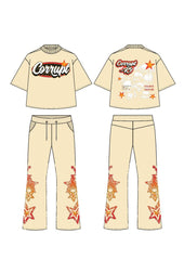 CORRUPT-K9 NO GLORY STACK BEIGE JOGGERS