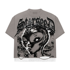 Starseed Studios BIG HEAD ALIEN DOUBLE LAYER TEE