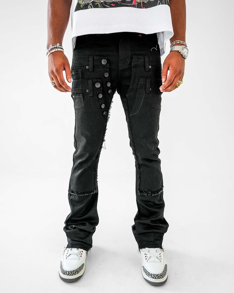 PREME - STACKED FLAIR MULTI WAISTBAND BLACK