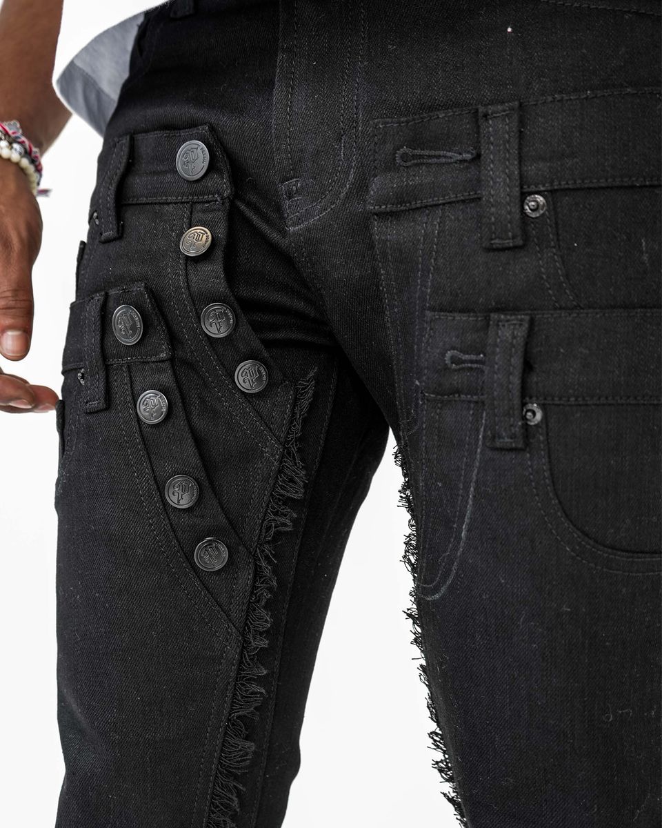 PREME - STACKED FLAIR MULTI WAISTBAND BLACK