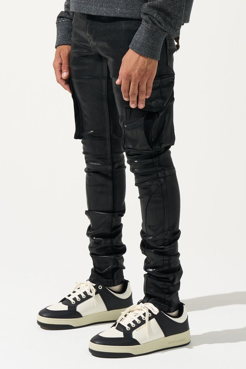 SERENEDE - ONYX COATEDBLACK Cargo Jeans