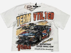 VTILTED- "OVERTAKE" CROP TEE