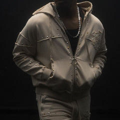 HUDSON- STUDDED FLEECE OVERSIZED HOODY SAIL