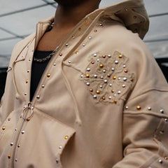 HUDSON- STUDDED FLEECE OVERSIZED HOODY SAIL