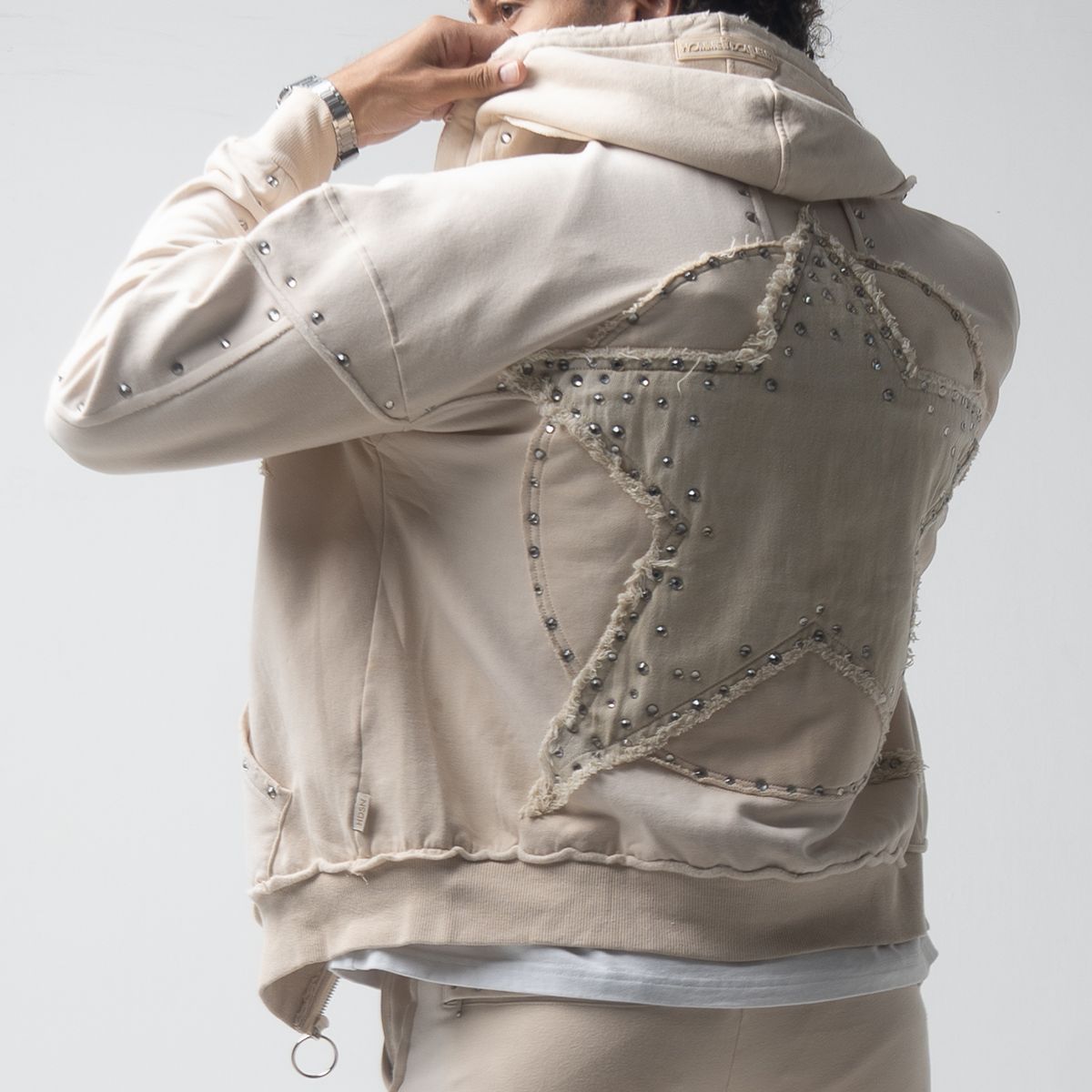 HUDSON- STAR STONES FLEECE OVERSIZED HOODY SAIL