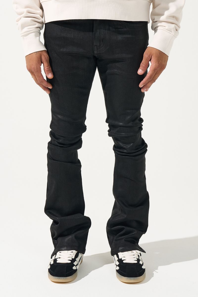 SERENEDE - ONYX COATED BLACK Stacked Jeans