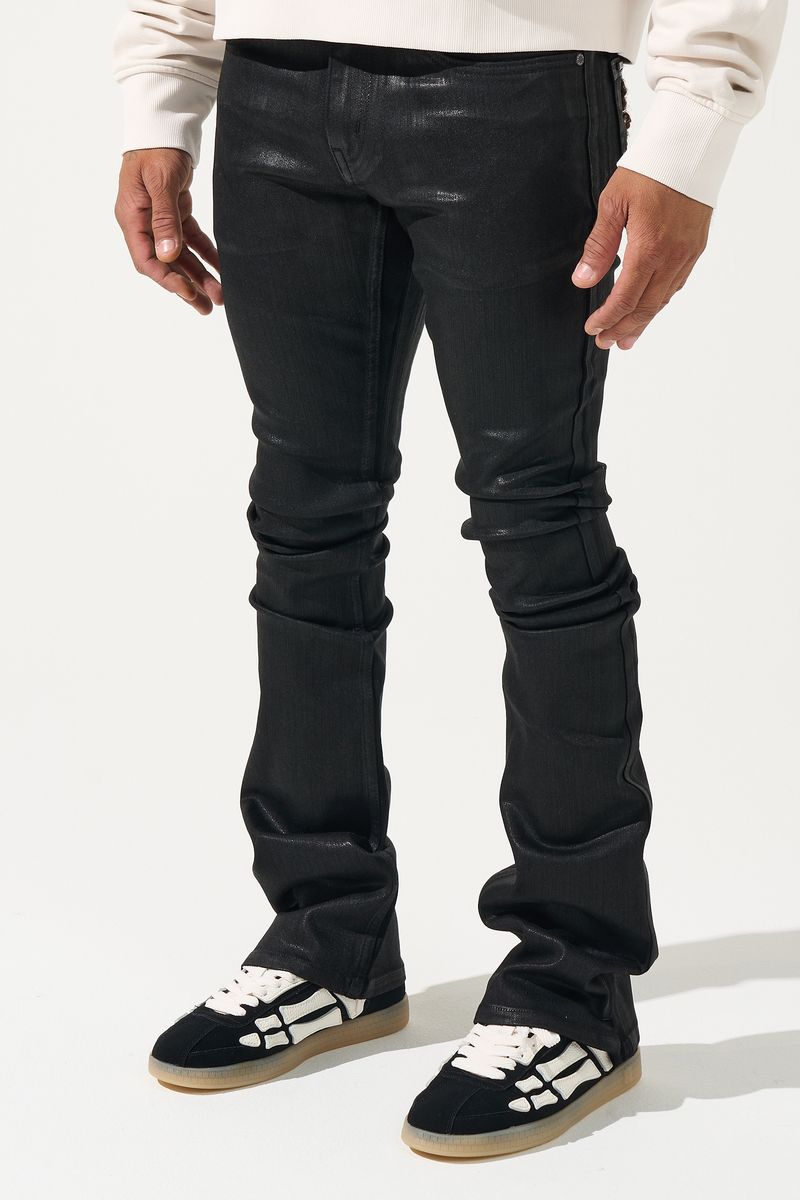 SERENEDE - ONYX COATED BLACK Stacked Jeans